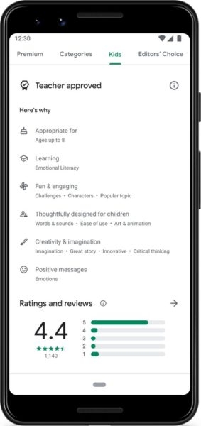 В Google Play появилась вкладка «Дети» для приложений, одобренных учителями